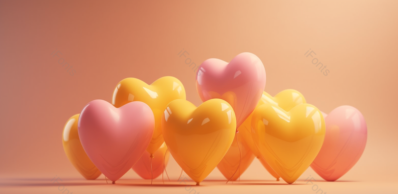 粉色黄色爱心气球520情人节浪漫背景,插画/手绘图,插画/手绘图库,插画/手绘图下载,插画/手绘